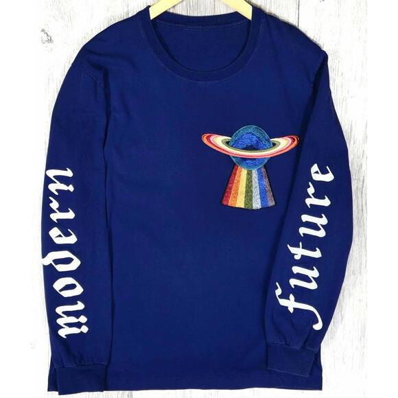 GUCCI Intarsia Blue UFO Sweater Modern Future (Size:M)